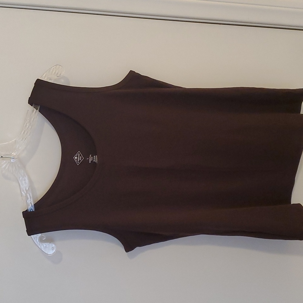 St. John's Bay Womens Scoop Neck Sleeveless Tank Top Brown size Large NWT